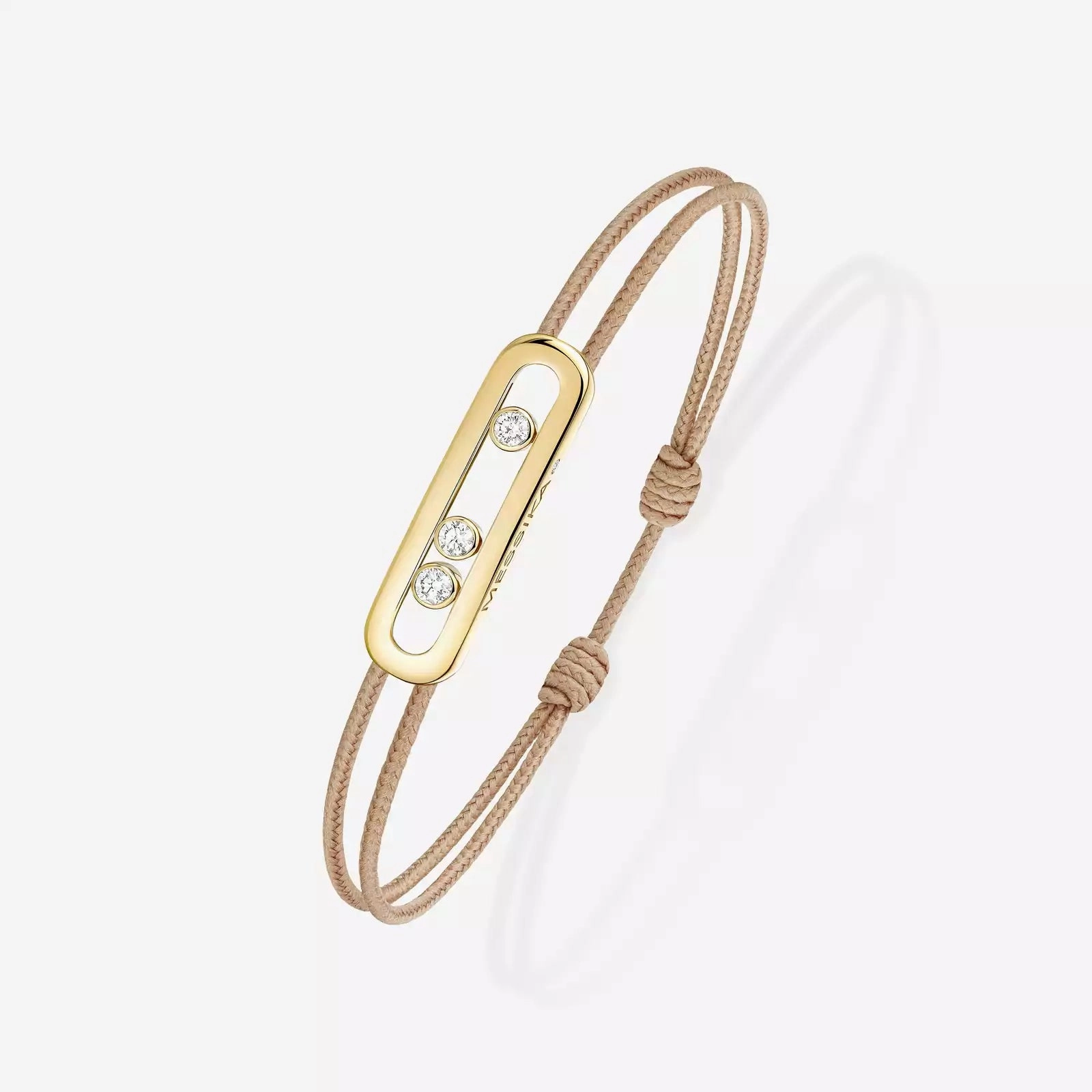 Messika Care(s) 18ct Yellow Gold & Diamond Beige Cord Bracelet