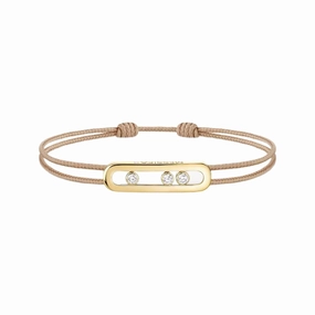 Messika Care(s) 18ct Yellow Gold & Diamond Beige Cord Bracelet