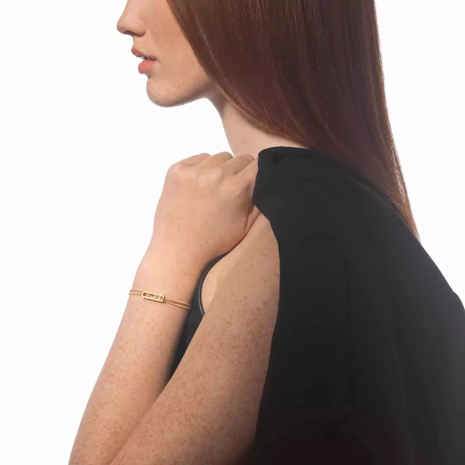 Messika Care(s) 18ct Yellow Gold & Diamond Beige Cord Bracelet