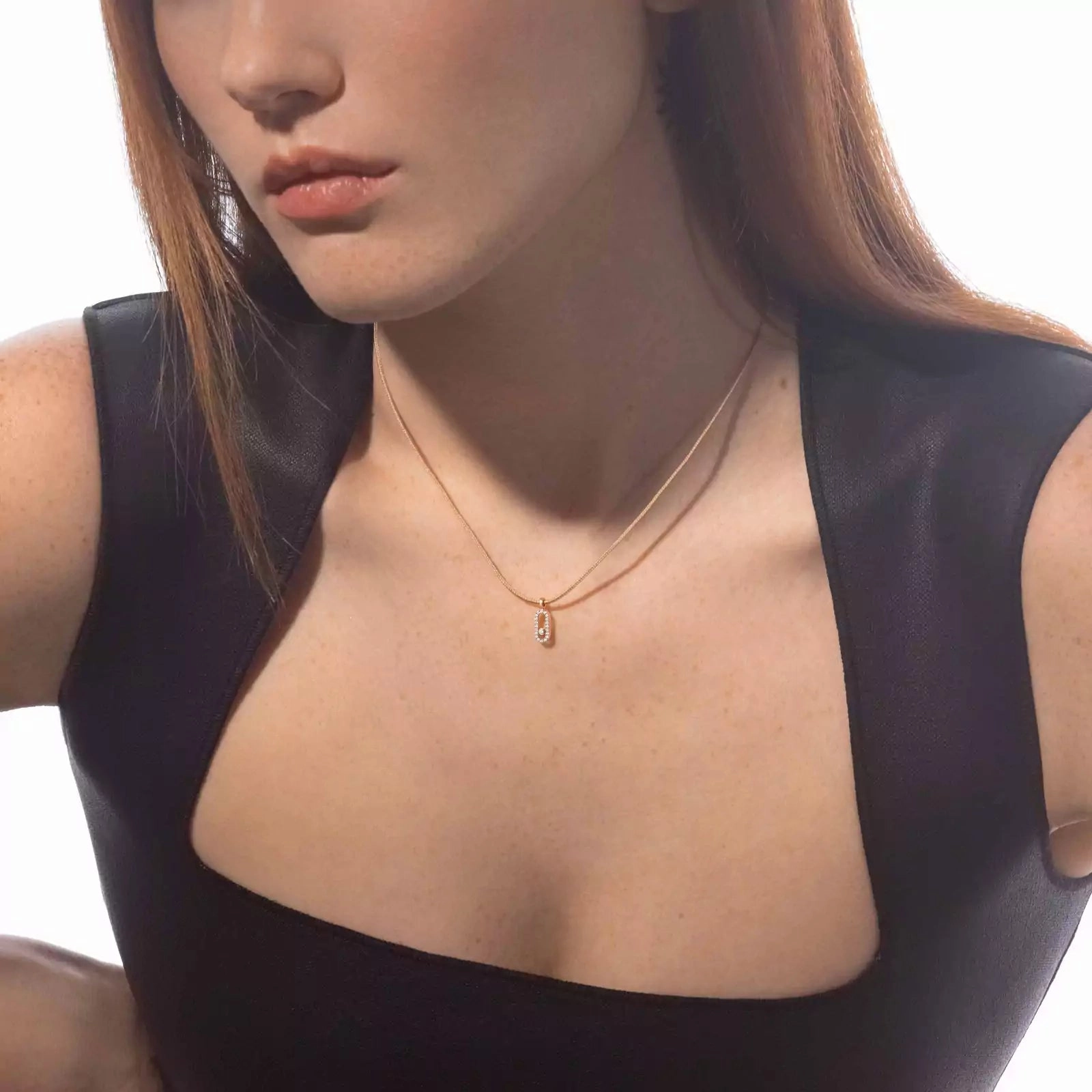 Messika Care(s) 18ct Yellow Gold & Diamond Beige Cord Pav Necklace