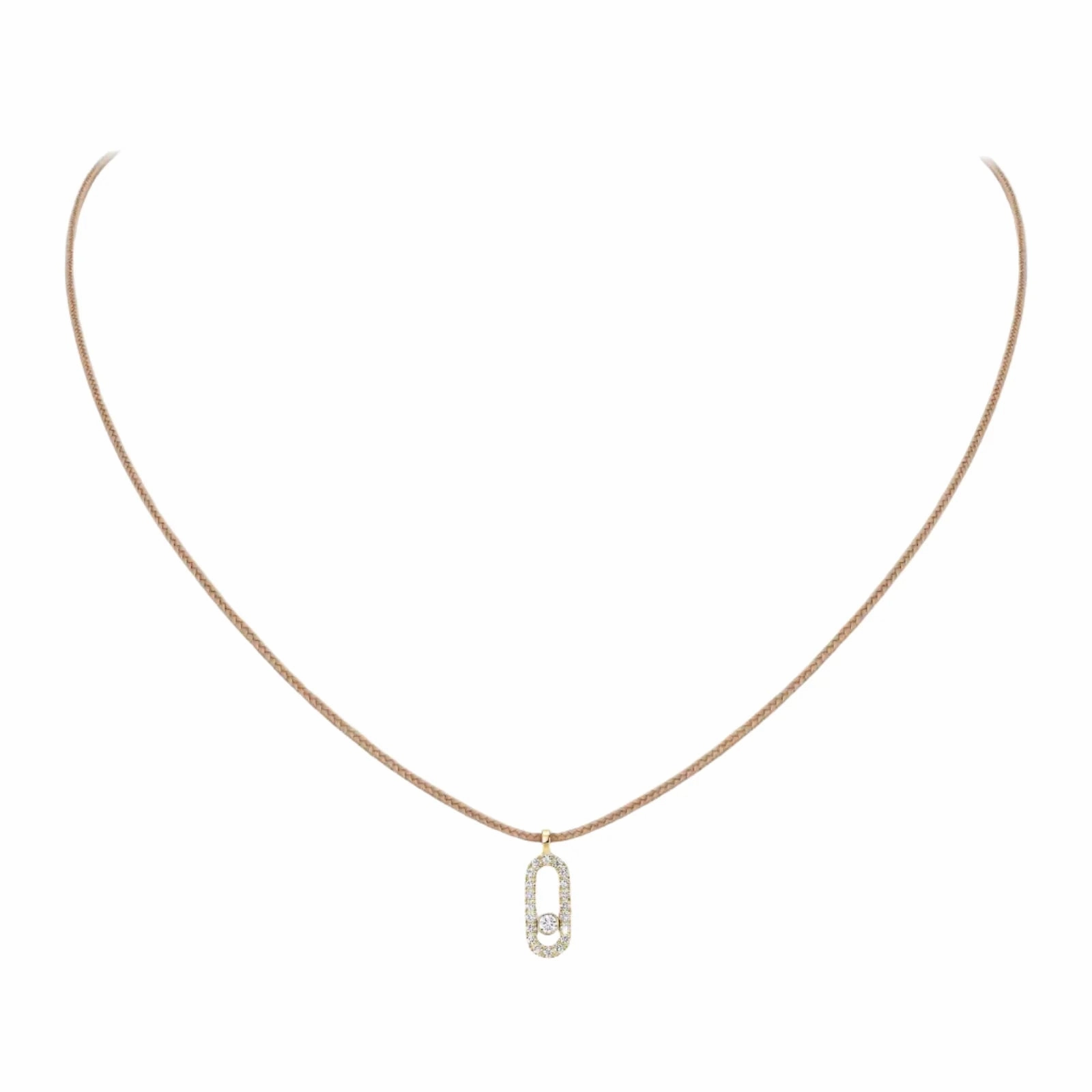 Messika Care(s) 18ct Yellow Gold & Diamond Beige Cord Pav Necklace