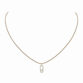 Messika Care(s) 18ct Yellow Gold & Diamond Beige Cord Pav Necklace
