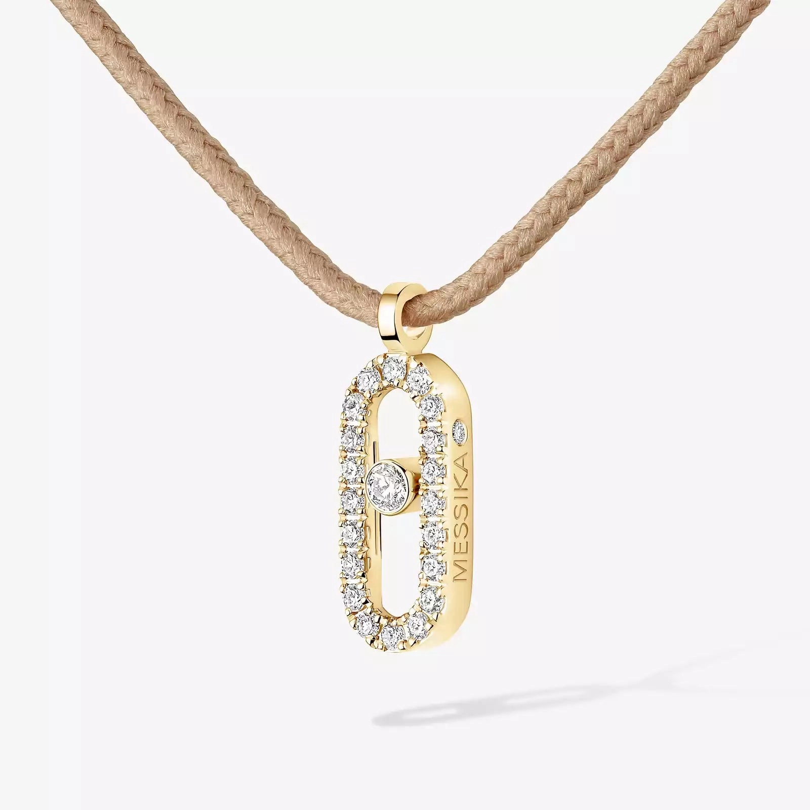 Messika Care(s) 18ct Yellow Gold & Diamond Beige Cord Pav Necklace