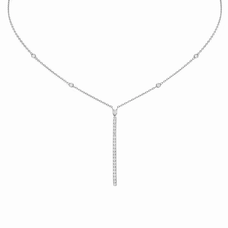 Messika Gatsby 18ct White Gold 0.38ct Diamond Vertical Bar Necklace