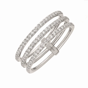 Messika Gatsby 18ct White Gold 0.41ct Diamond Three Row Ring D