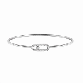 Messika Move Uno 18ct White Gold 0.34ct Diamond Pave Flex Bangle
