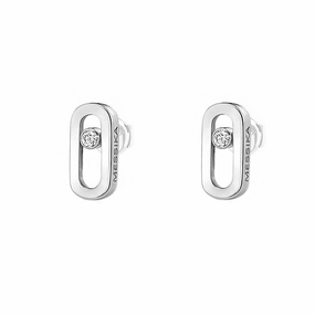 Messika Move Uno Plain 18ct White Gold Diamond Stud Earrings