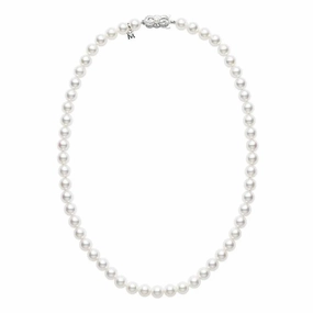 Mikimoto 18ct White Gold 6.5mm White A1 Grade Akoya Pearl Uniform Strand Necklace