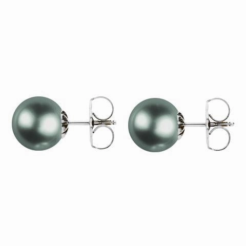 Mikimoto 18ct White Gold 8mm A  Black South Sea Pearl Stud Earrings