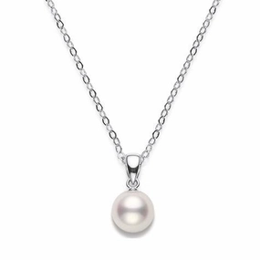 Mikimoto 18ct White Gold 8mm White AA Akoya Pearl Necklace