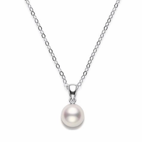 Mikimoto 18ct White Gold 8mm White AA Akoya Pearl Necklace