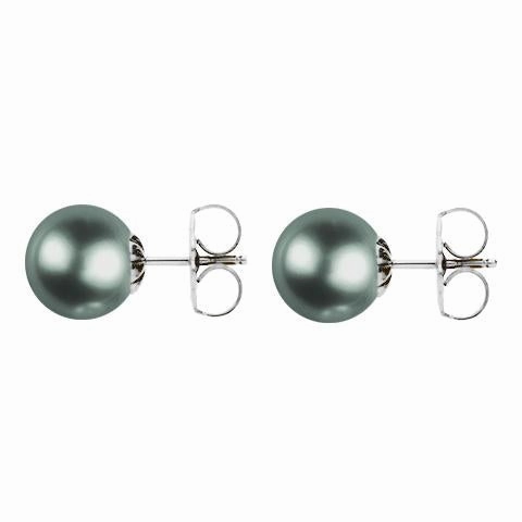Mikimoto 18ct White Gold 9mm A  Black South Sea Pearl Stud Earrings