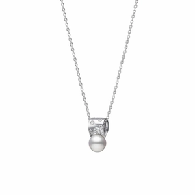 Mikimoto 18ct White Gold Akoya Pearl 0.18ct Diamond Universe Elements Necklace