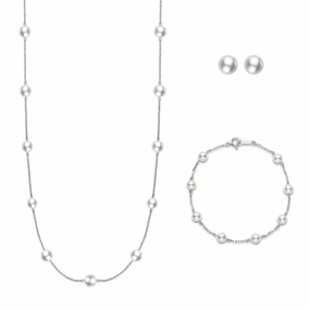 Mikimoto 18ct White Gold Akoya Pearl Three Piece Gift Set