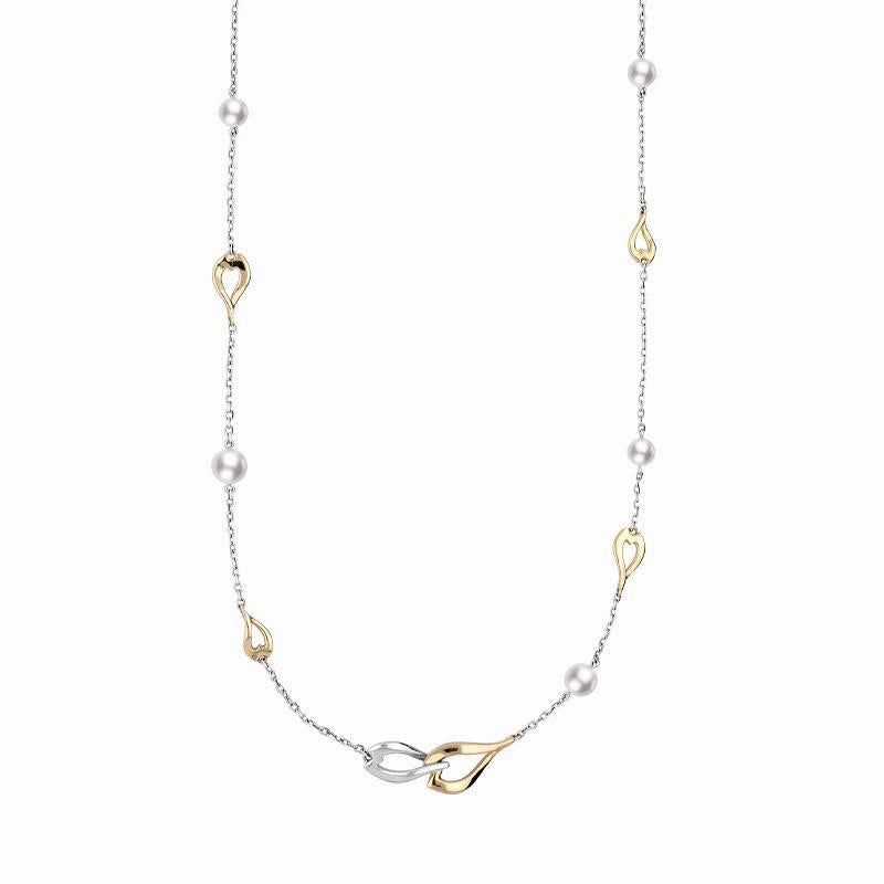 Mikimoto 18ct White Gold Akoya Pearl Twisted Heart Necklace