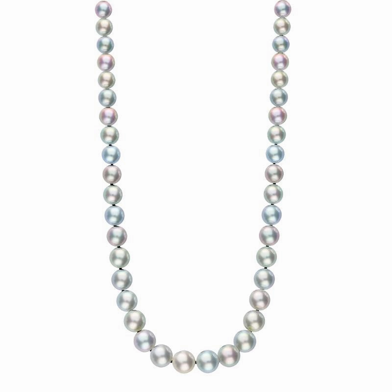 Mikimoto 18ct White Gold Black South Sea Multi-coloured Pearl Diamond Necklace
