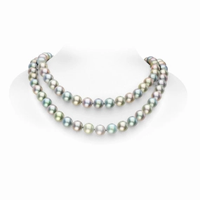 Mikimoto 18ct White Gold Black South Sea Multi-coloured Pearl Diamond Necklace