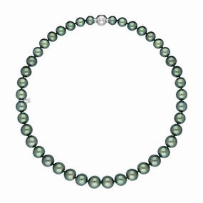 Mikimoto 18ct White Gold Black South Sea Pearl Diamond Necklace