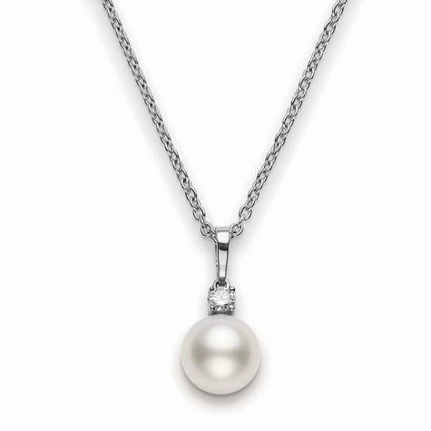 Mikimoto 18ct White Gold Diamond 10mm White A  South Sea Pearl Necklace