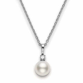 Mikimoto 18ct White Gold Diamond 10mm White A  South Sea Pearl Necklace