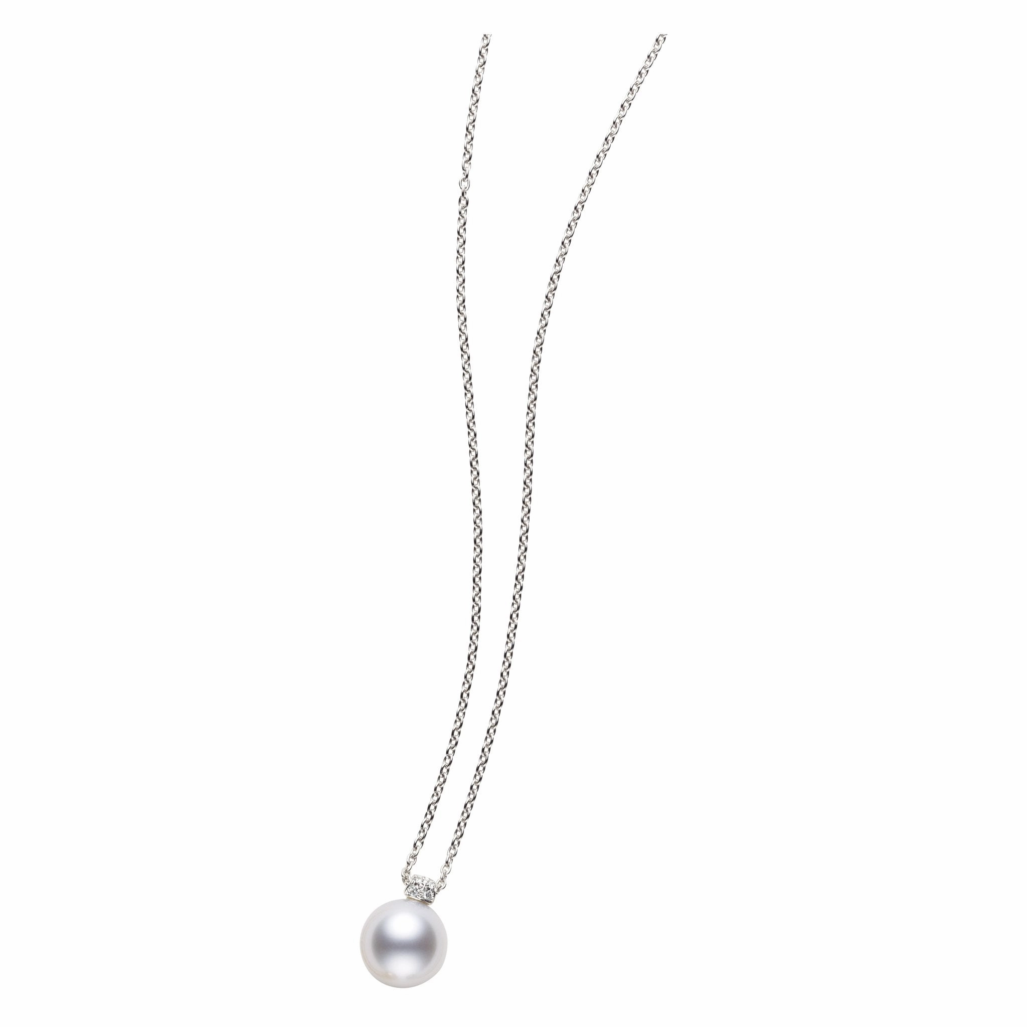 Mikimoto 18ct White Gold Diamond 11mm White South Sea Pearl Necklace