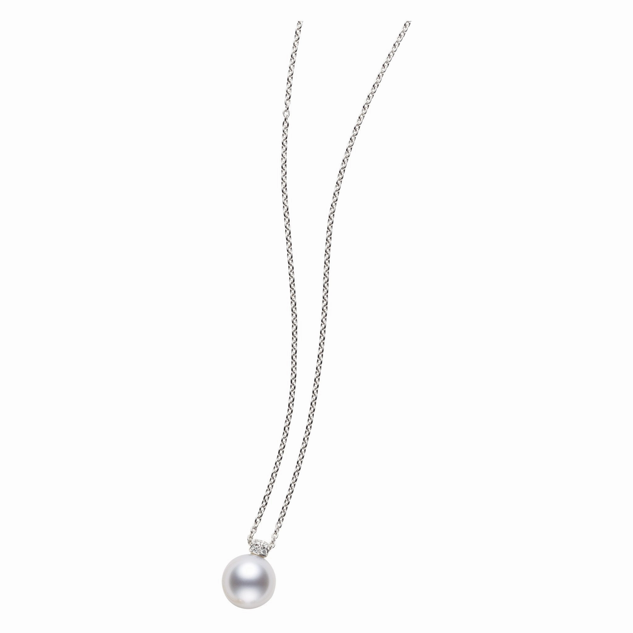 Mikimoto 18ct White Gold Diamond 11mm White South Sea Pearl Necklace