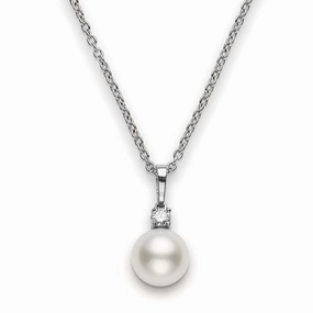 Mikimoto 18ct White Gold Diamond 9mm White A  South Sea Pearl Necklace