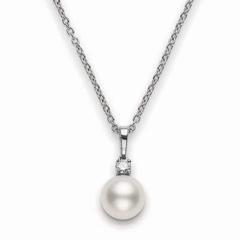 Mikimoto 18ct White Gold Diamond 9mm White A  South Sea Pearl Necklace