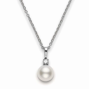 Mikimoto 18ct White Gold Diamond 9mm White A  South Sea Pearl Necklace