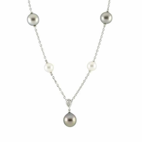 Mikimoto 18ct White Gold Diamond A  South Sea Pearl Necklace