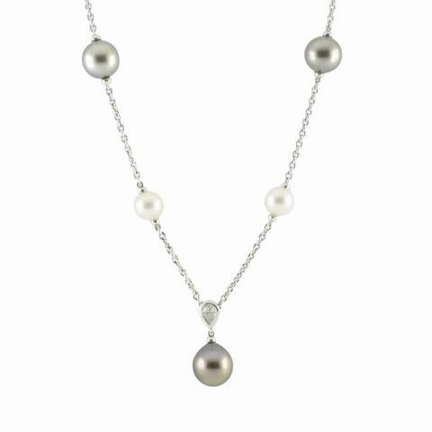 Mikimoto 18ct White Gold Diamond A  South Sea Pearl Necklace