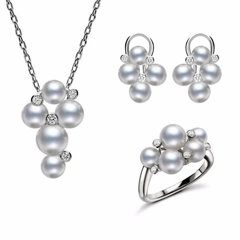 Mikimoto 18ct White Gold Diamond Akoya Pearl Three Piece Gift Set