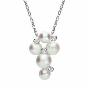 Mikimoto 18ct White Gold Diamond White Akoya Pearl Bubble Necklace