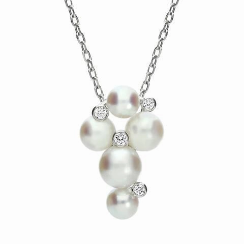 Mikimoto 18ct White Gold Diamond White Akoya Pearl Bubble Necklace