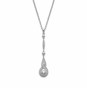 Mikimoto 18ct White Gold Diamond White Akoya Pearl Necklace