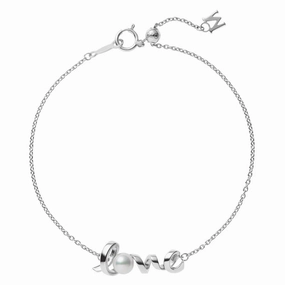 Mikimoto 18ct White Gold White Akoya Pearl and Diamond 'Love' Bracelet