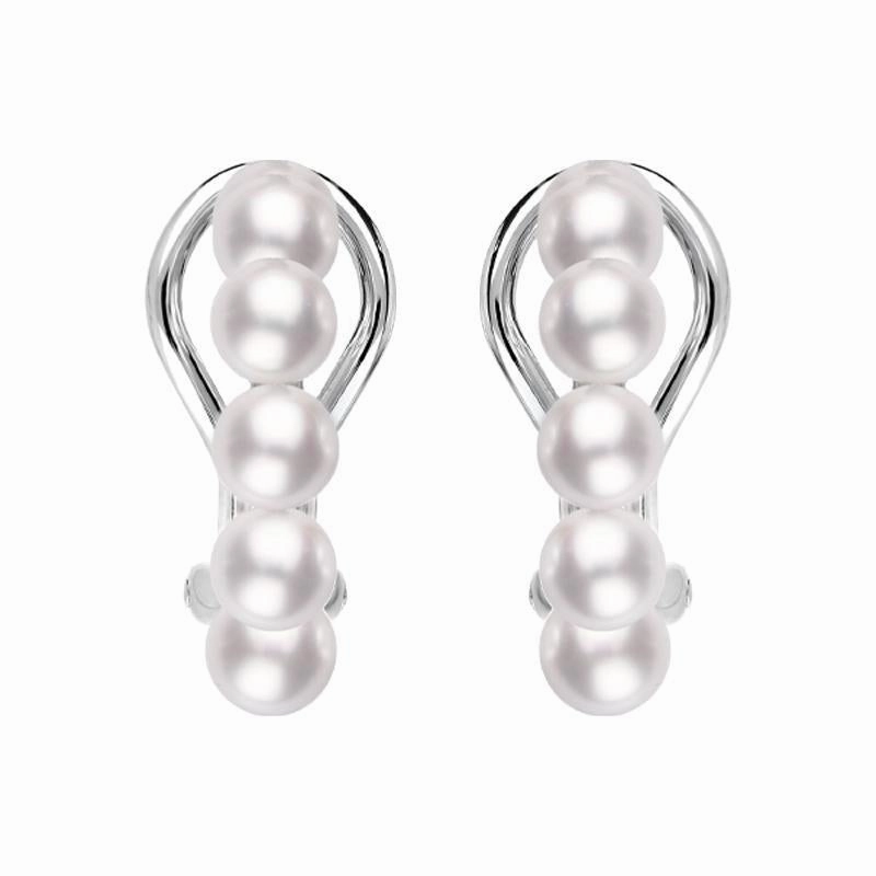 Mikimoto 18ct White Gold White Akoya Pearl Bubble Earrings
