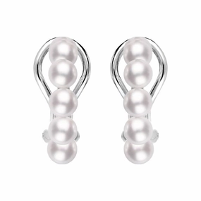 Mikimoto 18ct White Gold White Akoya Pearl Bubble Earrings