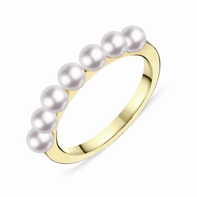 Mikimoto 18ct Yellow Gold 3.5mm White Akoya Pearl Ring