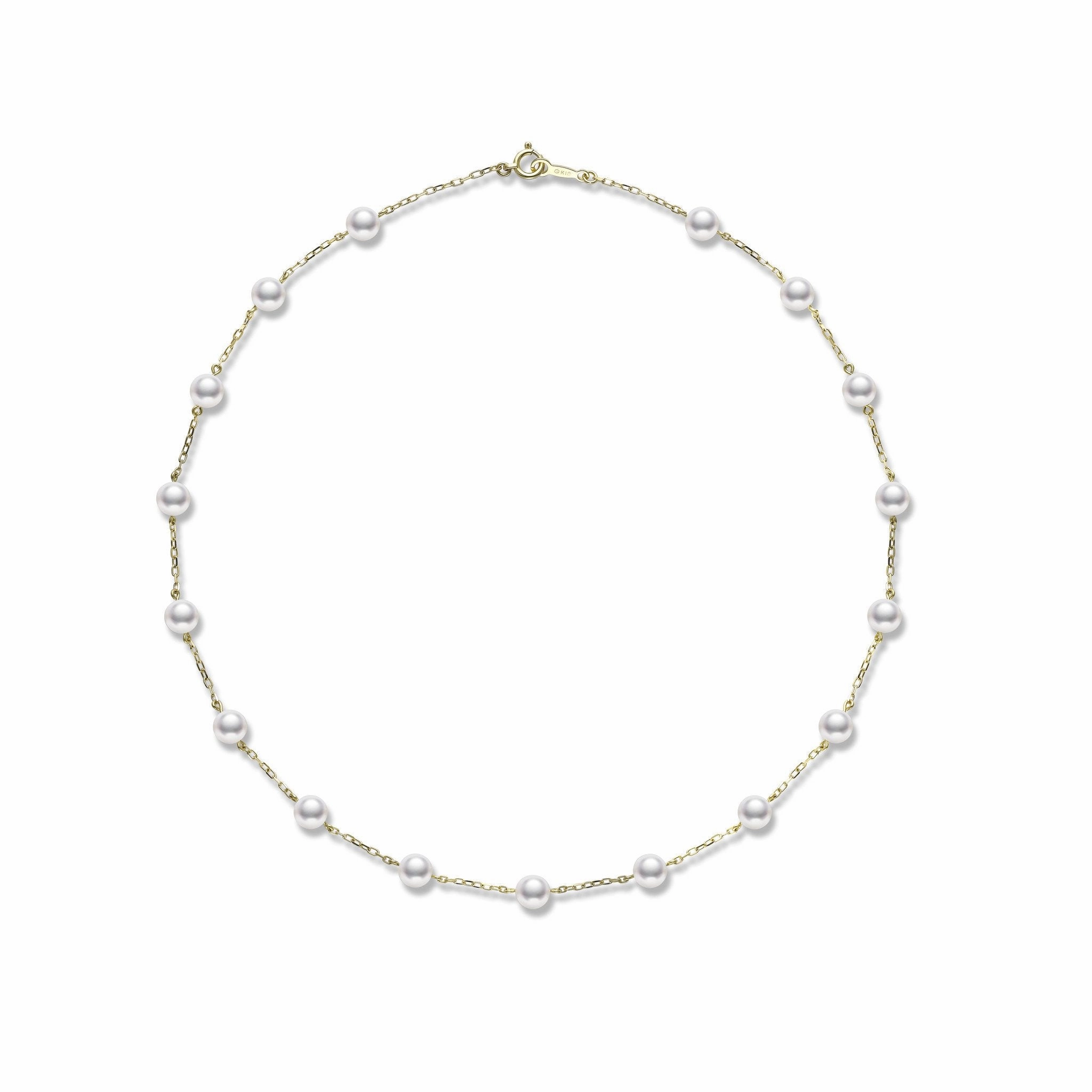 Mikimoto 18ct Yellow Gold 5.5mm White Akoya Pearl Necklace