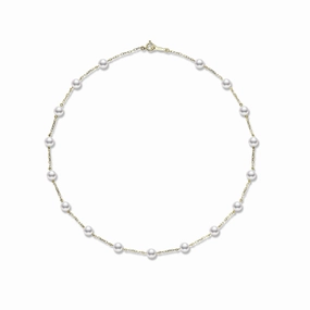 Mikimoto 18ct Yellow Gold 5.5mm White Akoya Pearl Necklace