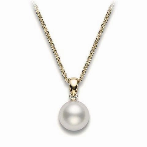Mikimoto 18ct Yellow Gold 7mm White AA Akoya Pearl Necklace