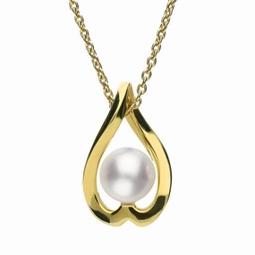 Mikimoto 18ct Yellow Gold 7mm White Akoya Pearl Teardrop Necklace