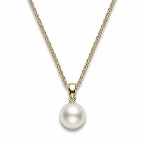 Mikimoto 18ct Yellow Gold 8mm White AA Akoya Pearl Necklace