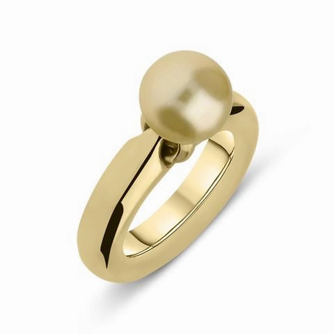 Mikimoto 18ct Yellow Gold 9mm Golden South Sea Pearl Ring