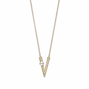 Mikimoto 18ct Yellow Gold Akoya Pearl 0.29ct Diamond V Code Pendant
