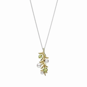 Mikimoto  18ct Yellow Gold Akoya Pearl Diamond and Peridot Olive Necklace