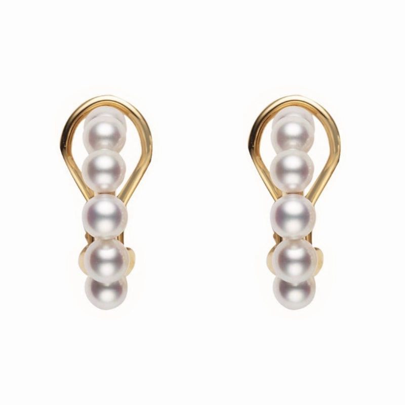 Mikimoto 18ct Yellow Gold White Akoya Pearl Bubble Earrings