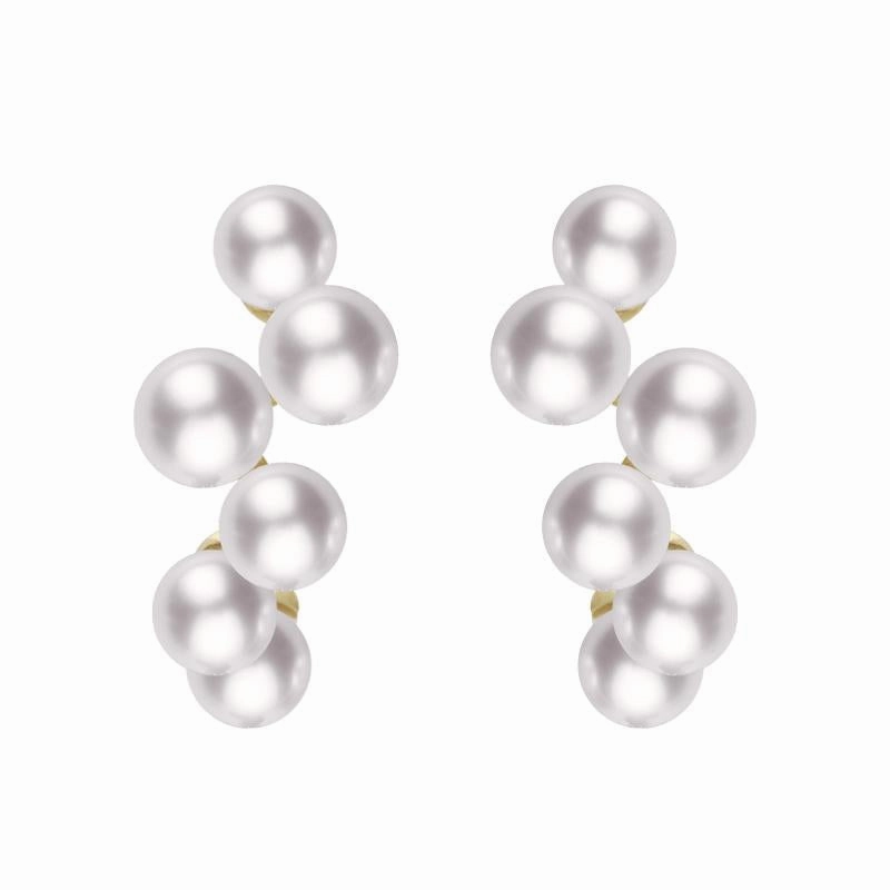 Mikimoto 18ct Yellow Gold White Akoya Pearl Bubble Earrings