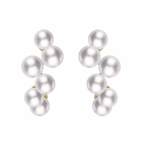 Mikimoto 18ct Yellow Gold White Akoya Pearl Bubble Earrings